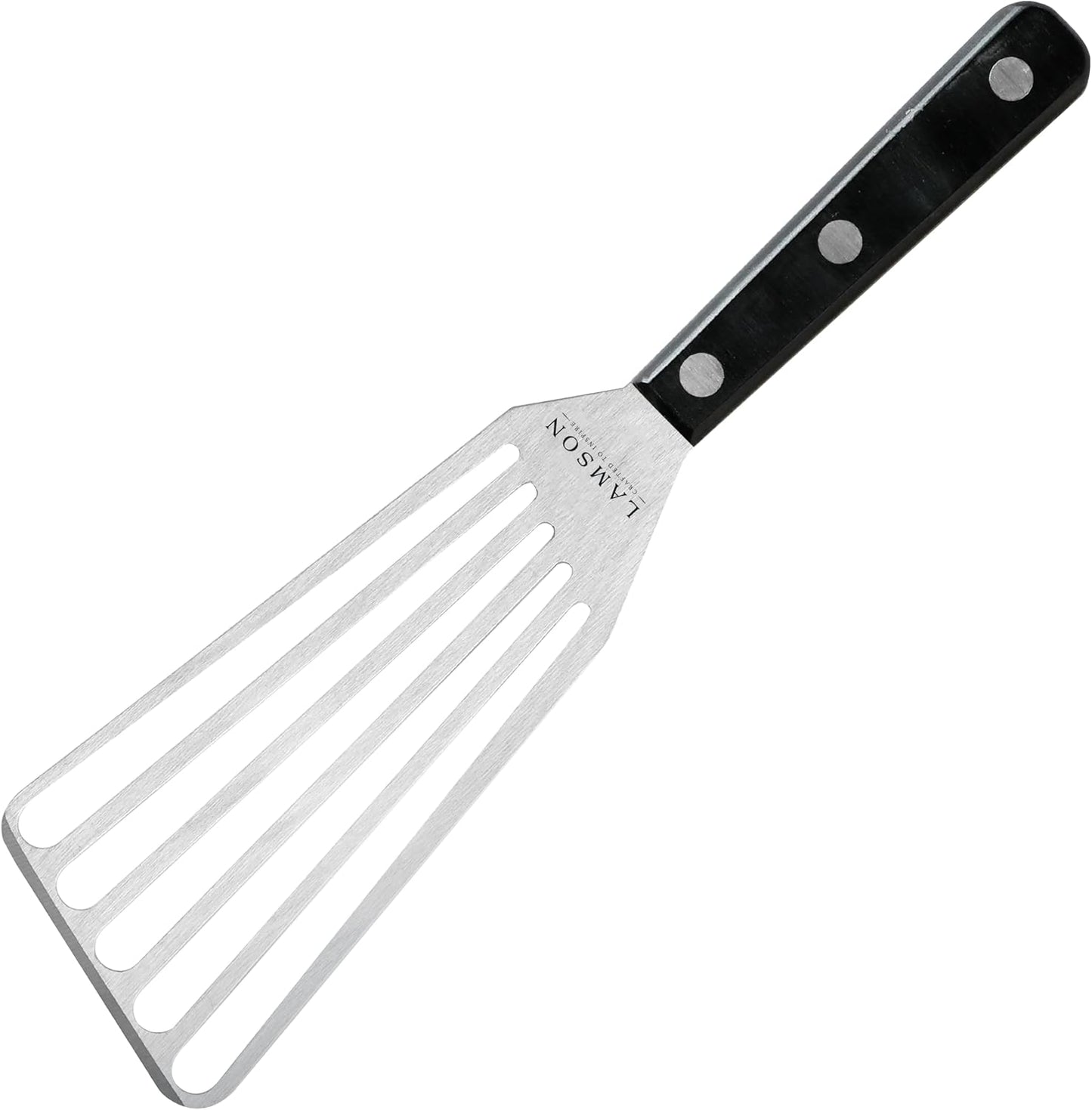 Lamson Fish Spatula, Slotted Metal Turner, 3 x 6 In, Right Hand | Ultra Durable composite handle, dishwasher safe; flexible stainless blade; a dedicated left-handed model is available