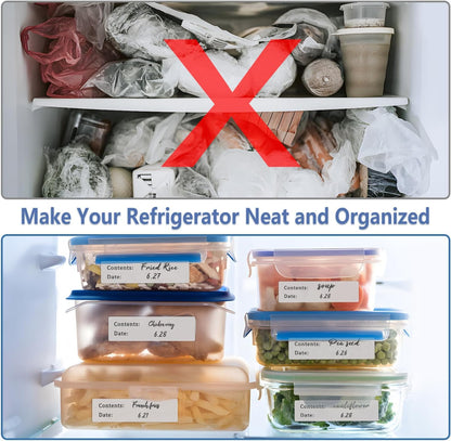 300pcs Removable Freezer Labels, Yoget 1 x 3 Inch Food Storage Stickers, Refrigerator Freezer Paper Label Easy Clean Leaves No Residue, 2 Color Food Labels Roll