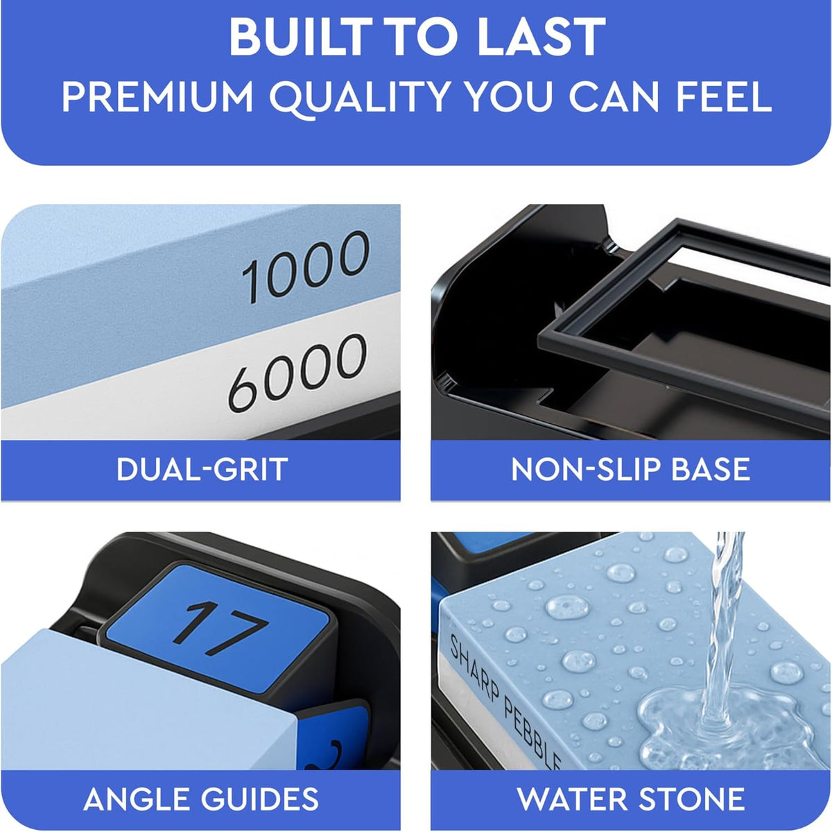 Sharp Pebble Complete Whetstone Knife Sharpening Stone Kit – 1000/6000 Grit