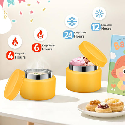 Lunch Box Kids, Leak Proof 5 Compartment Bento Box for Kids, 13oz Thermo for Hot Food Kids Lunch Box,Hot Lunch Box for School Travel