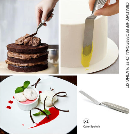 CREATIVECHEF 10 PCS Plating Tools Culinary Set Contains Kitchen Tweezers Spatula Sauce Plating Spoon（Black）