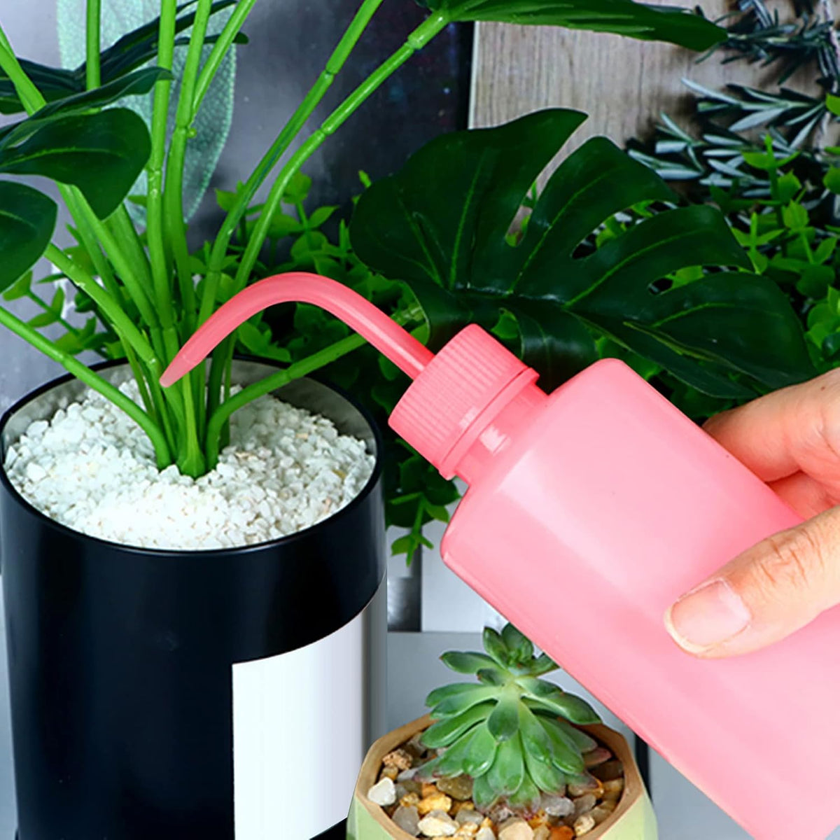 Wash Bottle 2pcs 250ml/8oz Safety Watering Tools, Economy Plastic Squeeze Washing Cleaning With Narrow Mouth Scale Labels for Medical Succulent Irrigation Plant (Black)