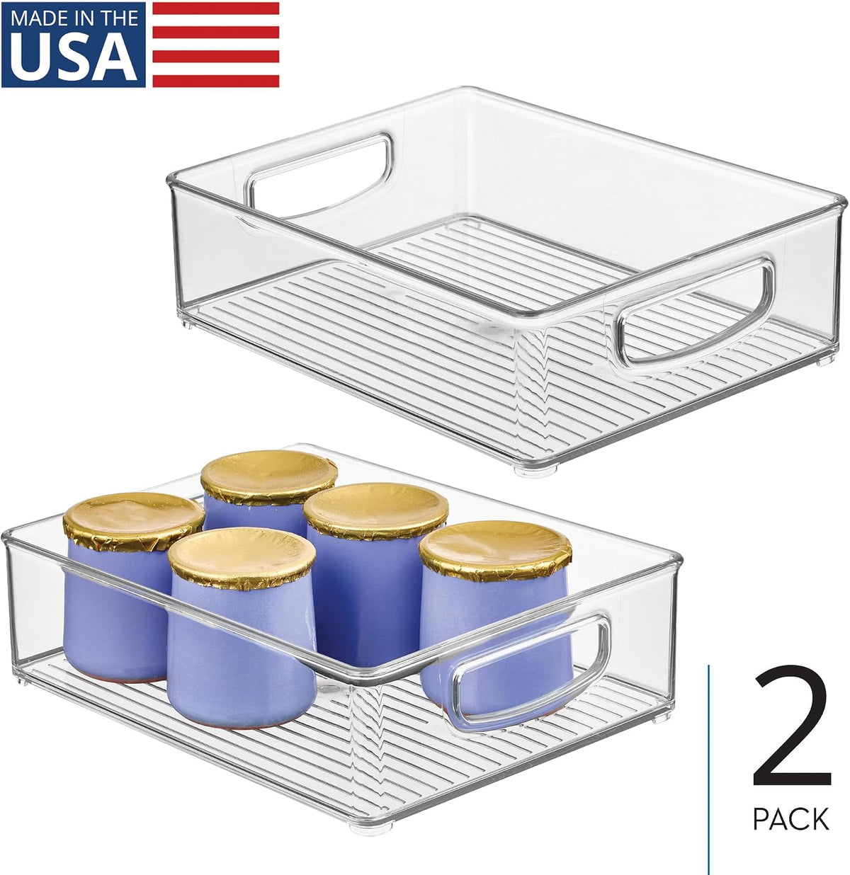 iDesign Stackable Pantry Bin, Clear | Kitchen Cabinets, Fridge or Freezer Storage, Made in USA