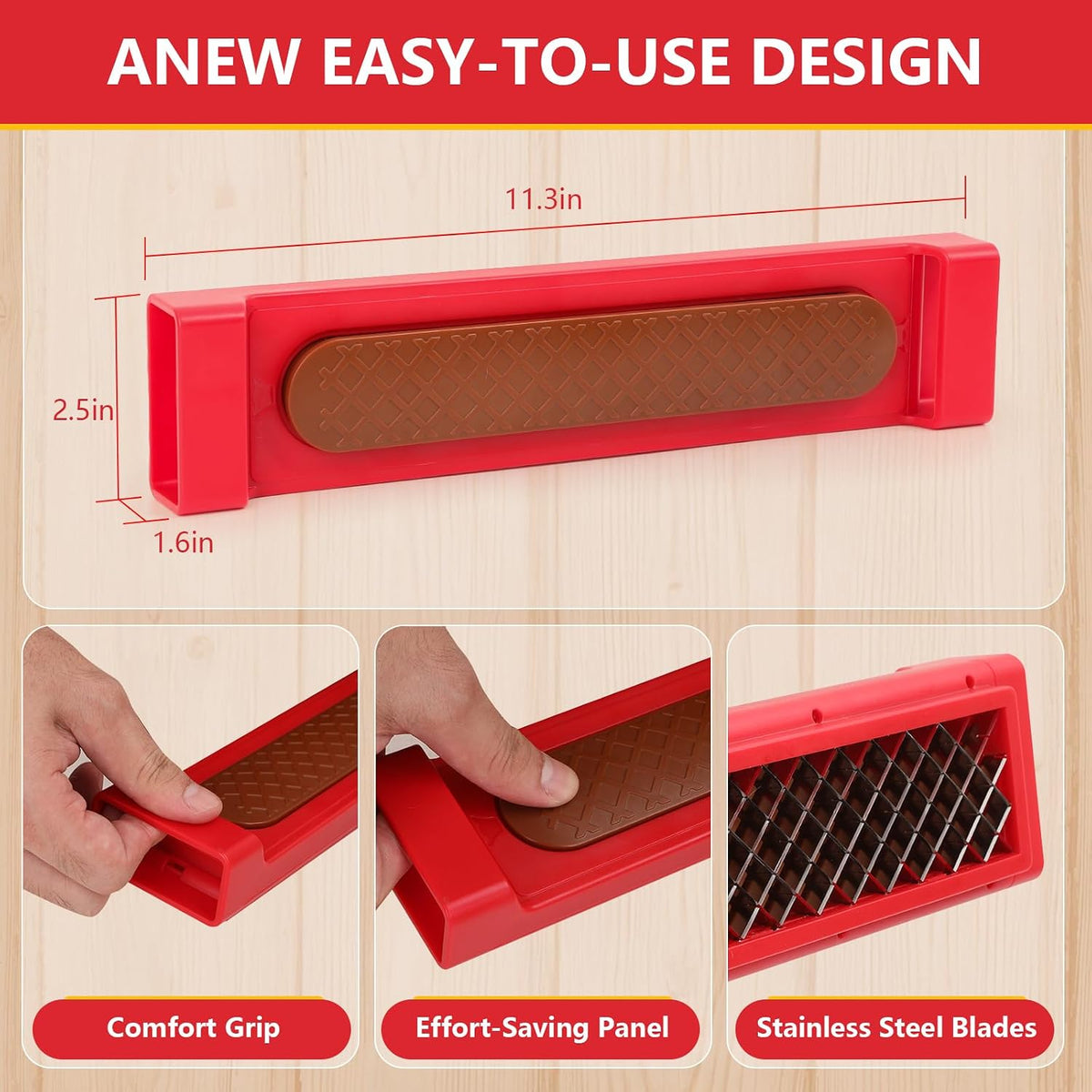 Hot Dog Cutter Tool - Pop-Out Hot Dog Slicer Criss Cross, Stainless Steel Blades, Suitable for Kitchen, Grilling, Tailgating, Camping and Backyard Outdoor BBQ - 11 Inch - Red