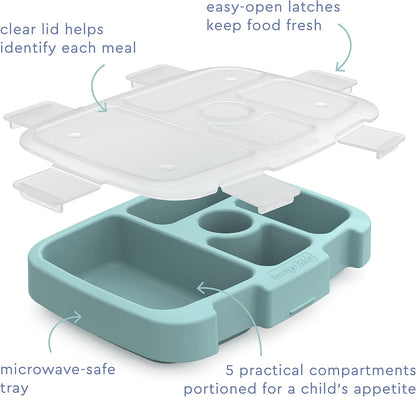 Bentgo® Kids Prints Tray with Transparent Cover - Reusable, BPA-Free, 5-Compartment Meal Prep Container with Built-In Portion Control for Healthy Meals At Home & On the Go (Mermaids in the Sea)