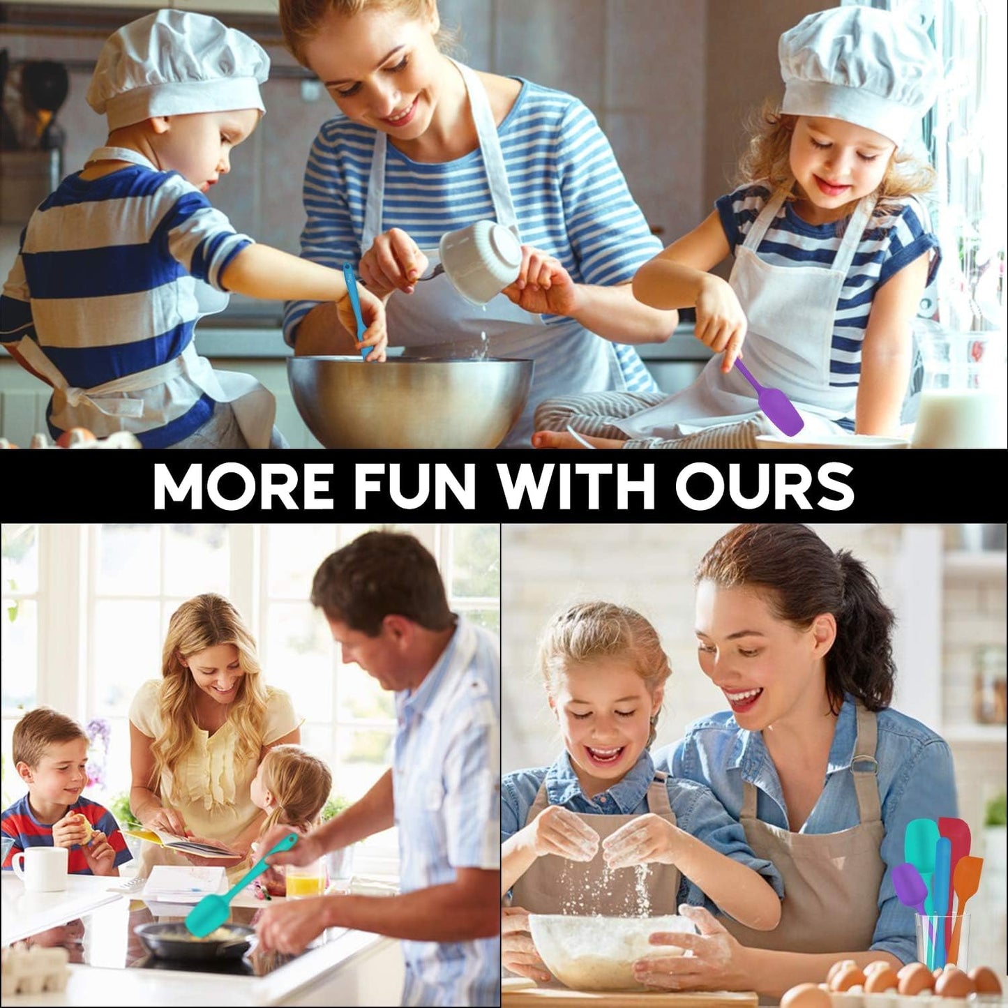 5-Pack Silicone Spatula Set – Heat-Resistant Baking, Cooking & Mixing Tools, Seamless Design, Non-Stick & Easy to Clean, Aqua Sky