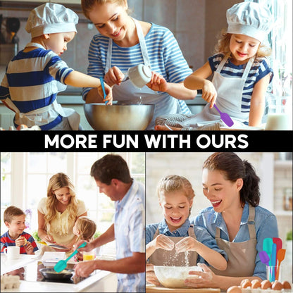 5-Pack Silicone Spatula Set – Heat-Resistant Baking, Cooking & Mixing Tools, Seamless Design, Non-Stick & Easy to Clean, Aqua Sky