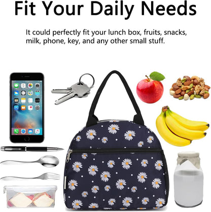 GYEUKHAM Lunch Bag Women, Lunch Box for Adult Men Kids Girls, Small Cute Lunchbox Tote Large Capacity Insulated Lunch Container Cooler for Work School Picnic Travel, Black White Stripes