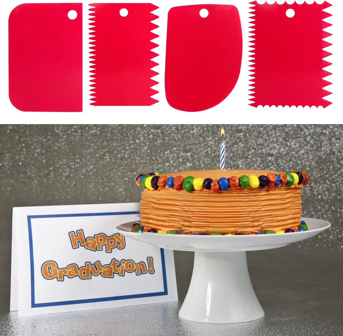 Cake Scraper, 6 Pcs Cake Smoother Scraper, Dough Scraper Blue