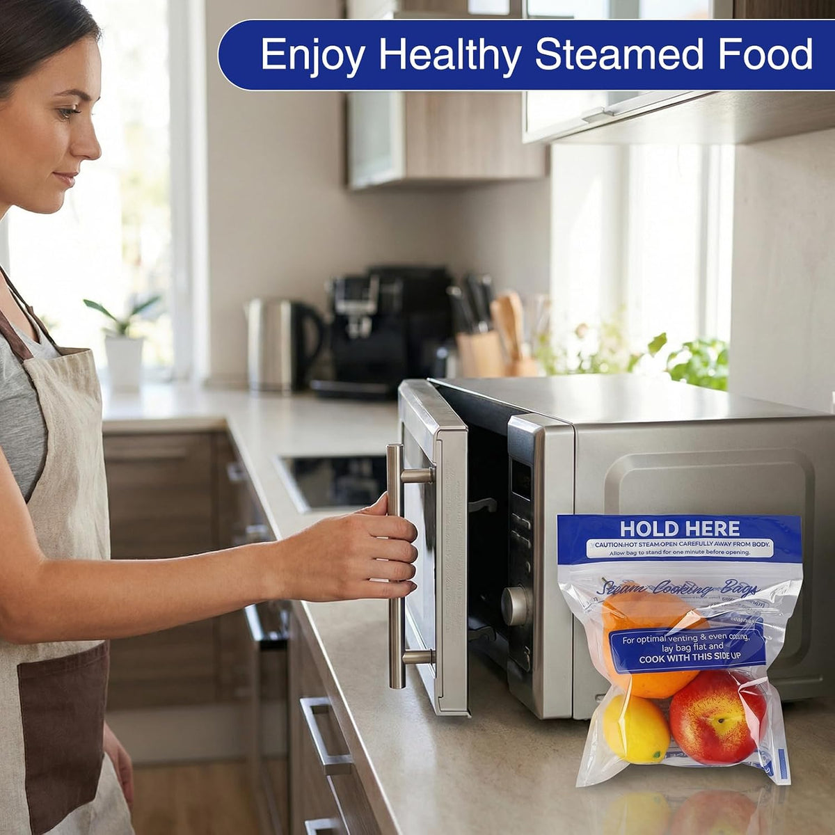 Steam Bags for Microwave Vegetables, Zipper Microwave Steam Bags Reusable Steamer Bagss for Microwaves Cooking for Vegetables Potatoes Meat Frozen Food