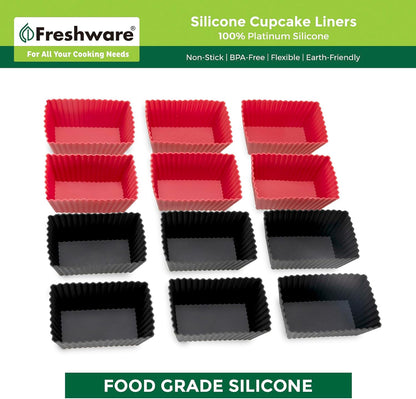 Freshware Cupcake Liners, Pack of 12 Silicone Muffin Cups, 3 Inch Baking Cups, Reusable & Non-stick Cupcake Liners for Party Halloween Christmas, Flower