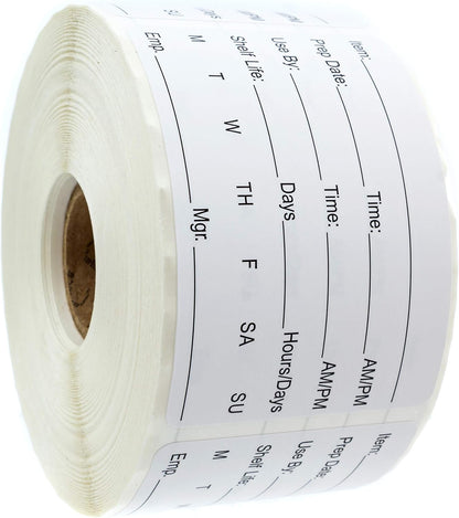 Restaurant Quality Shelf Life Labels / 500 Meal Prep Stickers/Use by Removable Labels / 2" x 3" Food Organization Sticker/Made in The USA