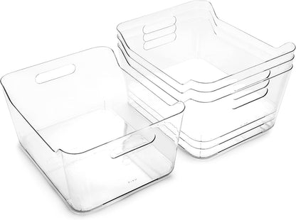 BINO | Plastic Organizer Bins, X-Small - 4 Pack | THE SOHO COLLECTION | Multi-Use Organizer Bins | Pantry & Freezer Bin | Plastic Storage Containers | Bin for Home & Kitchen Org