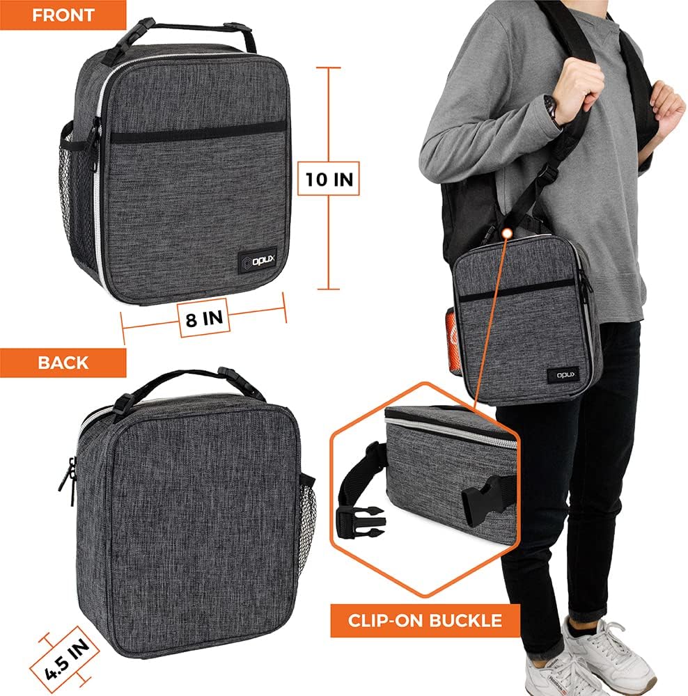 opux Premium Insulated Lunch Box, Soft School Lunch Bag for Kids Boys Girls, Leakproof Small Lunch Pail Men Women Work, Reusable Compact Cooler Tote Lunchbox for Office Adult, Black