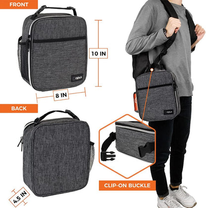 opux Premium Insulated Lunch Box, Soft School Lunch Bag for Kids Boys Girls, Leakproof Small Lunch Pail Men Women Work, Reusable Compact Cooler Tote Lunchbox for Office Adult, Black