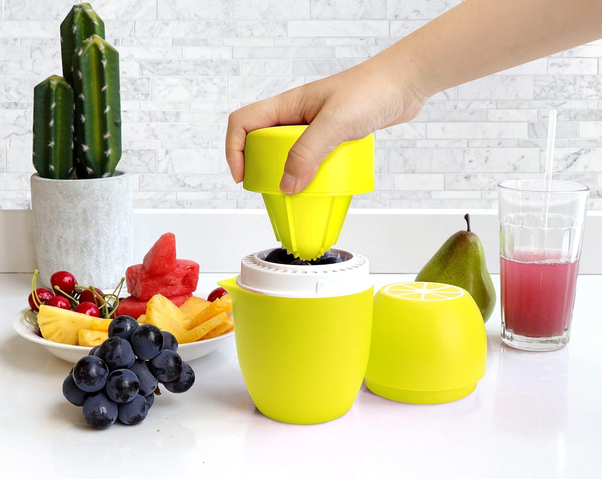 Lechin Hand Juicer, Lemon Squeezer, Two Squeezing Options, Yellow