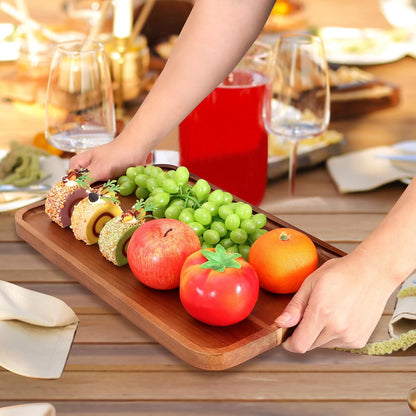 Large Serving Platters Wooden Charcuterie Boards for Party Food Dish Rectangle Acacia Wood Trays Home Decor Cheese Board Snack Appetizer Plates Rectangular Kitchen Dinner Platter Cookie Dessert Tray