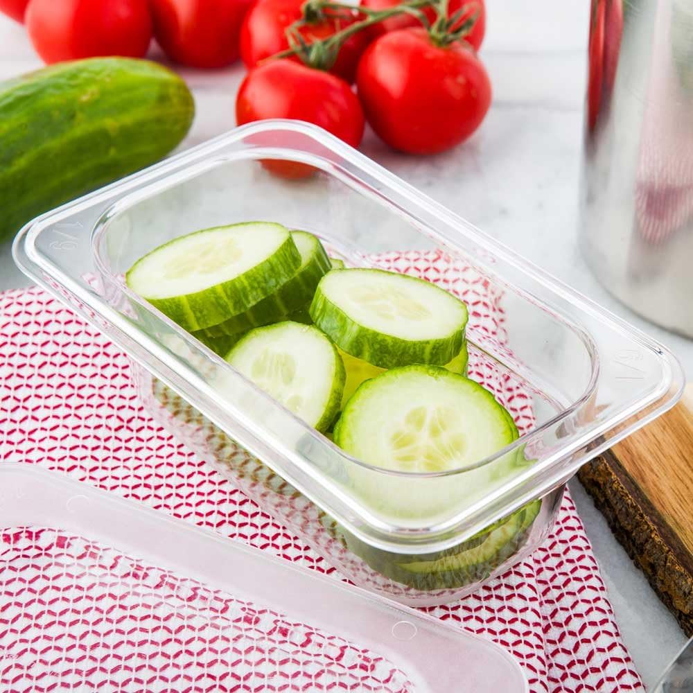 Restaurantware-2.5 Inch Deep Food Pans, 1 1/6 Size Commercial Food Storage Container - Freezable, Break-Resistant, Clear Plastic Cold Pans, Dishwashable, For Kitchens, Restaurants, Or Cafeterias