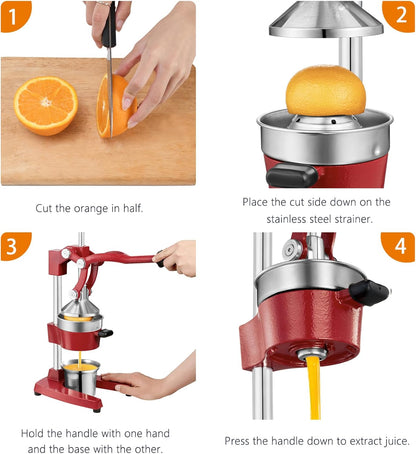 TONGCHANT Cast Iron Manual Juicer for Orange Lemon Citrus Fruit & Lime