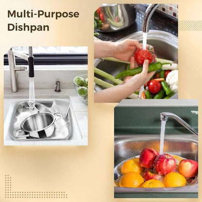 yeesport 2-in-1 Washing Up Bowl Set, Stainless Steel Dish Tub with Colander, Fruit Vegetable Washing Basin, Multi-purpose Bowl Kit for Washing and Draining Rice, Pasta, Food Strainer Mixing Bowl