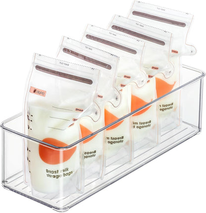 Heyuzb 8 PACK Freezer Organizer Bins Fridge Organizers and Storage Stackable Refrigerator Organizers Bins with Side Handles Clear Storage Bins for Pantry, Under Sink, Kitchen Cabinet