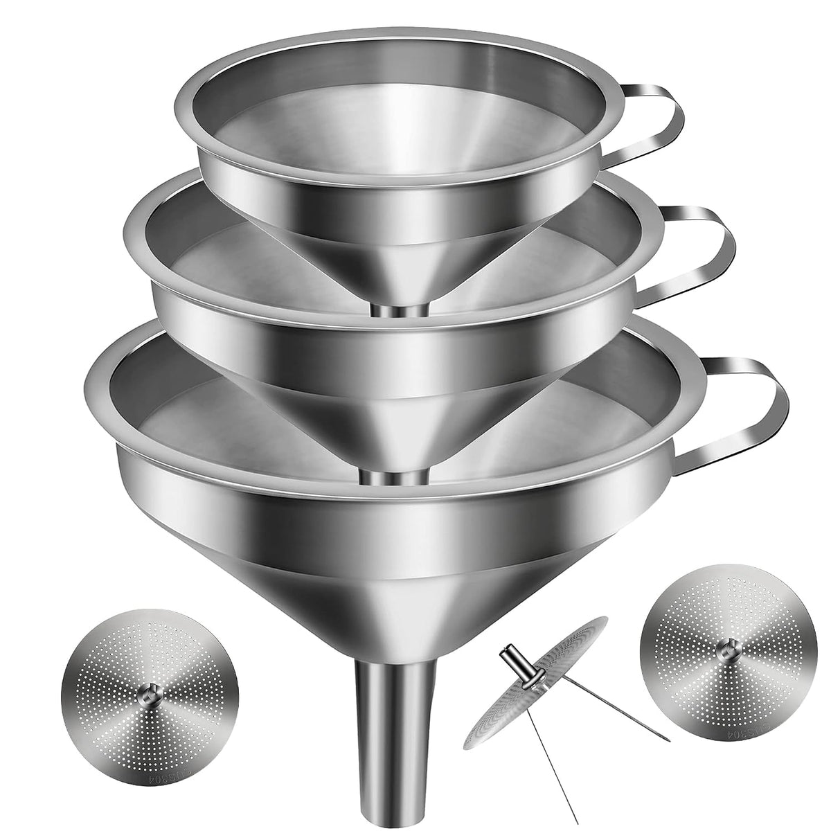 Canning Funnel for Wide and Regular Jars, Wide Mouth Funnel Stainless Steel Funnels for Kitchen Use, Metal Funnels Set for Transferring Liquid Power Jam Grains Dry and Wet Ingredients
