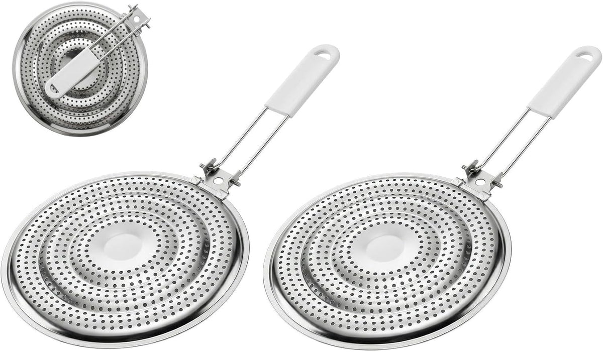 HIC Kitchen Heat Diffuser Reducer Flame Guard With Removable Handle, Stainless Steel, Distributes Heat Evenly And Reduces Scorching, For Gas Electric Glass Stovetops, 8.25-Inch, Set of 2