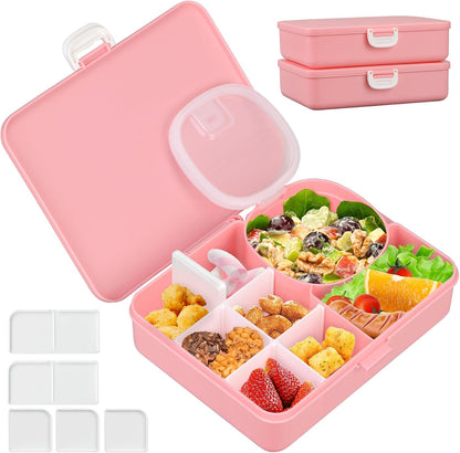 JOOPETALK Kids Snackle Lunch Box with Leak-Proof Snack Container, 8 Compartments with Detachable Dividers, BPA-Free, Dishwasher Safe – Bento Box for School & Travel(Blue)