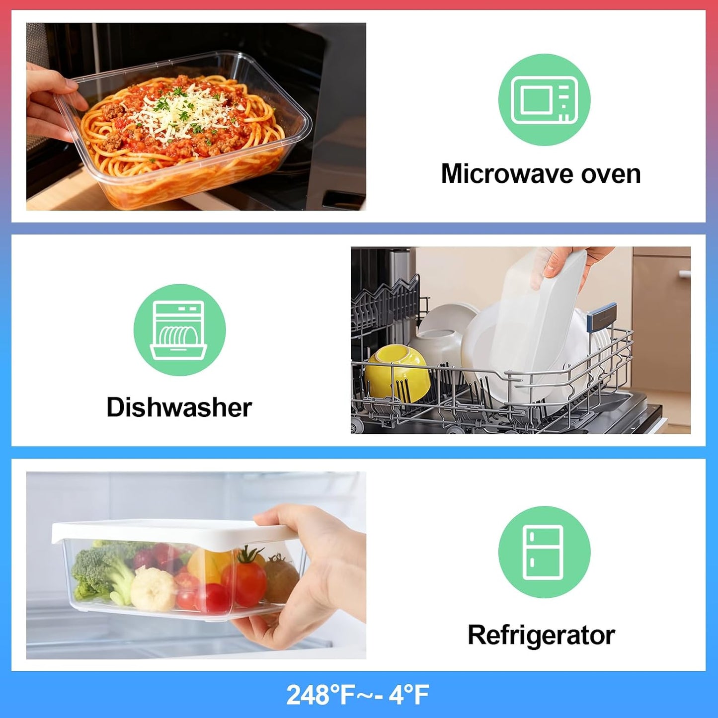 Quodac Food Storage Containers 4-Pack, 4.7 Cup Leakproof Lunch Boxes with Silicone Lids, Microwave & Dishwasher Safe, BPA-Free Meal Prep Containers
