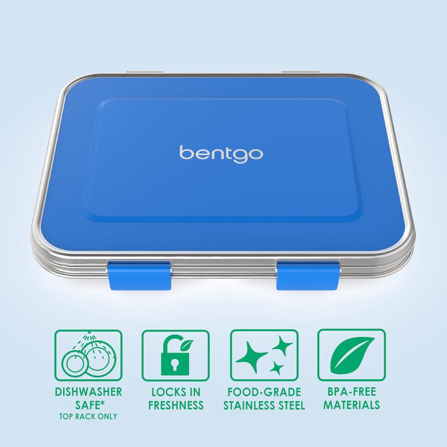 Bentgo Kids Stainless Steel Leak-Resistant Lunch Box - 3-Compartments with Bonus Silicone Container, Durable, Eco-Friendly, Dishwasher Safe, BPA-Free, Ideal for School, Ages 3+ (Silver)