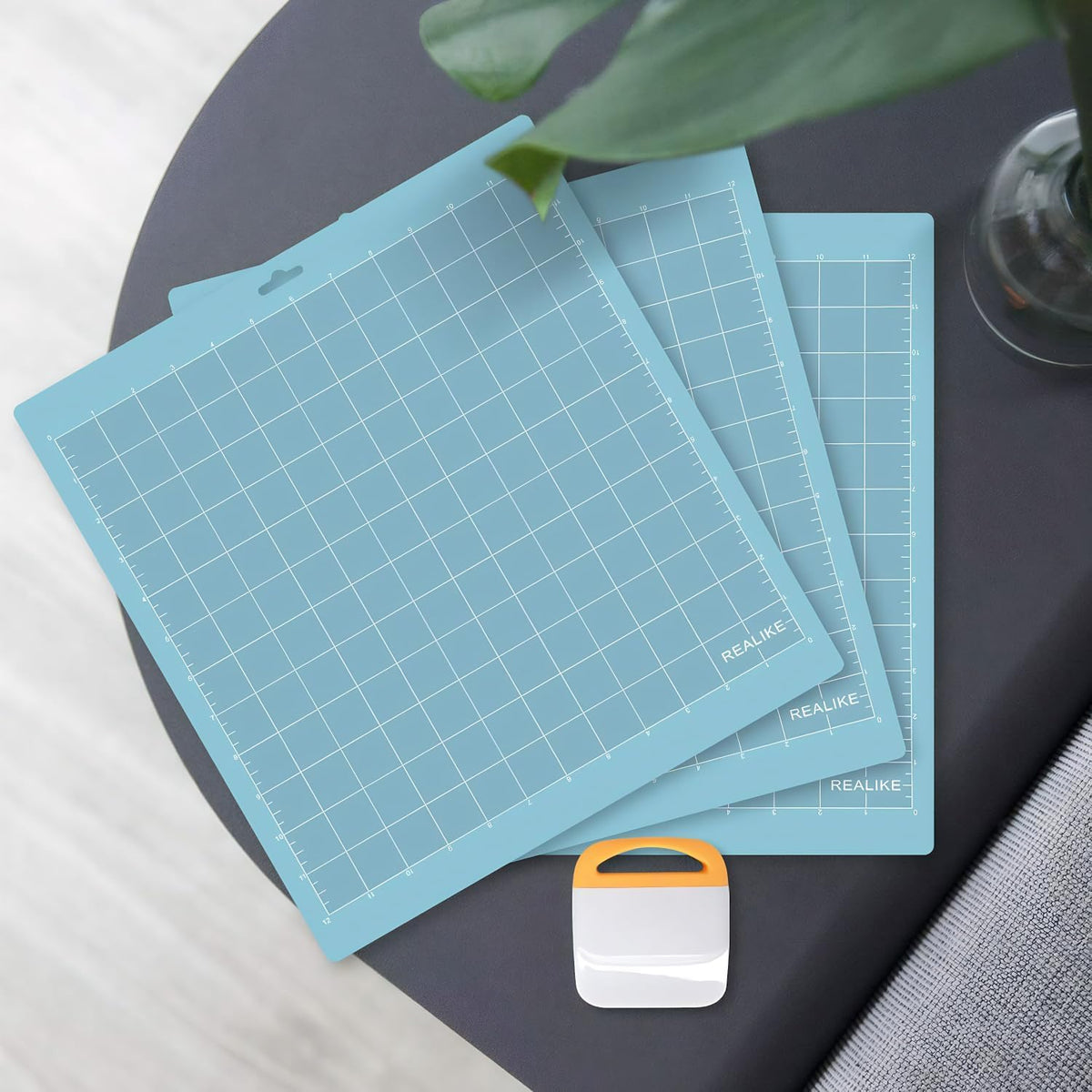 REALIKE 12x12 Light Cutting Mat Compatible with Cricut Maker 3/Maker 4/Maker/Explore 3/4/Air 2/Air/One(3 Mats), Gridded Adhesive Non-Slip Cut Mat for Crafts, Quilting, Sewing and All Arts