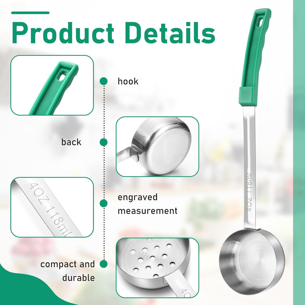 Reallnaive 6 Pcs Portion Control Serving Spoons, 3 Size