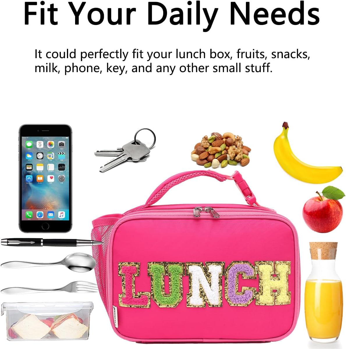 GYEUKHAM Insulated Lunch Box for School, Thermal Reusable Durable Freezable Lunch Bags for Kids Boys Girls Men Women - Small Soft Cooler Portable Lunch Tote Kit for Work Picnic Travel,Black
