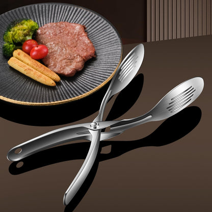 Kitchen Metal Tongs, 304 Stainless Steel | Heat-Resistant 600C, For Food, Steak, Bread, Pizza, Salads, BBQ, Stable Clamping and Flipping Performance, multi function