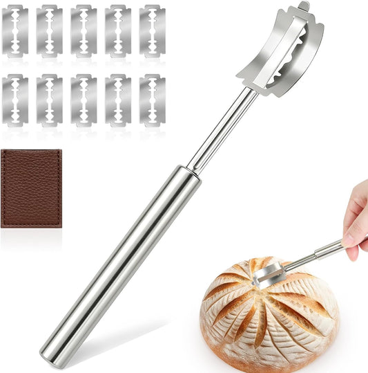 304 Stainless Steel Bread Lame Sourdough Scoring Tool with 10 Razor Blades
