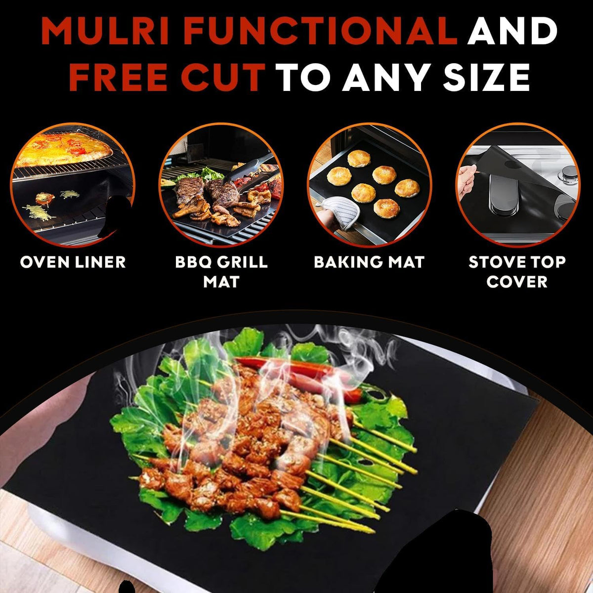 3 Pack Non-Stick Heavy Duty Oven Liners Set for Bottom of Electric Oven by Grill Magic - Thick, Heat Resistant Fiberglass Mat - Easy to Clean, Reduce Spills, Stuck Foods & Clean Up - BPA Free