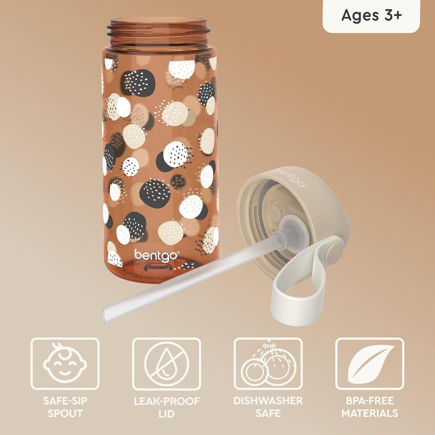 Bentgo Kids Water Bottle - Leak-Proof, Durable Tritan PFAS- & BPA-Free 15 fl oz, Kids/Toddlers Ages 3+ for School & Sports; Bite & Sip Spout, Carrying Handle, Dishwasher Safe (Unicorn)
