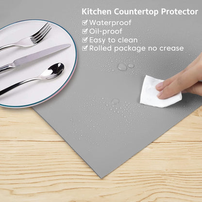 Silicone Mat Heat Resistant Mats for Countertop, Large Silicone Mats for Crafts Kitchen Counter Workbench Table protector, Size 36x24 inches Thick 2mm,Rolled Package,Light Blue