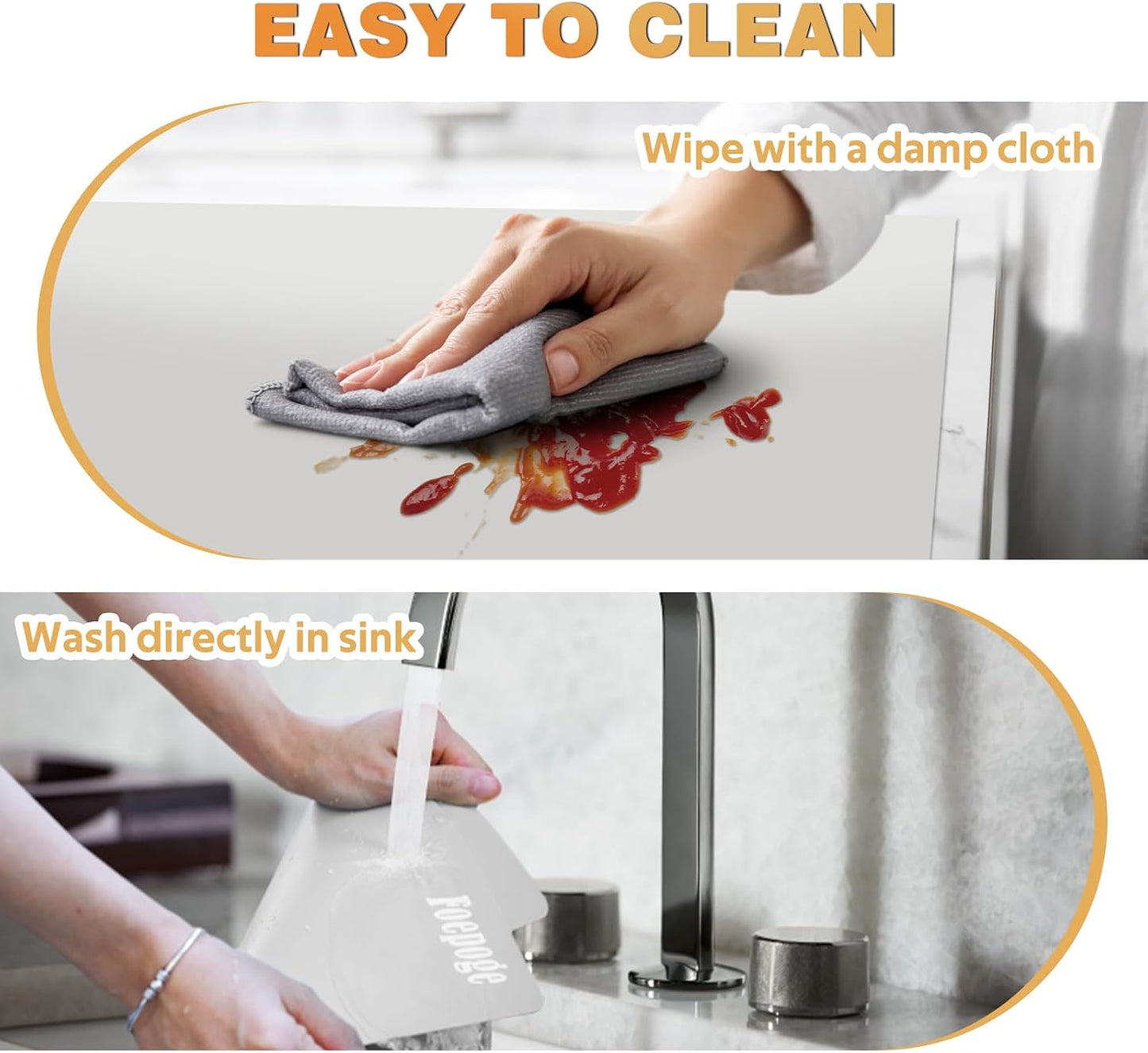 49.2" x 15.7" Large Silicone Mat for Kitchen Counter Protector, Cuttable Silicon Countertop Protector Mat Heat Resistant Mats for Countertop, Cut to Fit Placemat Ship Roll by Foepoge, Black