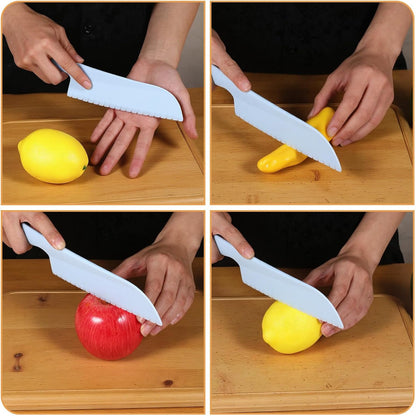 4 Pack Lettuce Knife 11/8.5 inch Nylon Knifes Plastic Lettuce Knife to Prevent Browning Dishwasher Safe Kitchen Utensils for Vegetables Fruits Bread Cake and Salad (S/L Blue and Green)
