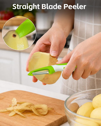 Kitchen Vegetable Peeler, Fruit Carrot Zucchini Cucumber Vegetable, Y Vegetable Peeler 3-in-1 Serrated Blade and Standard Blade Rotation Design, Non-Slip Grip