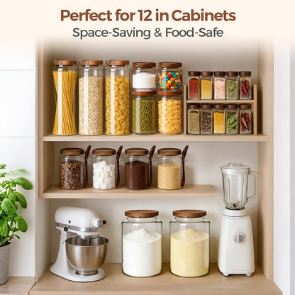 ComSaf 2Pcs (4.2Qt) Wide-Mouth Flour Sugar Storage Containers - Include Scoops & Labels, Easy to Scoop & Airtight, Large Glass Jar for Bakers to Store Bulk Flour, Rice, and Dry Goods in Kitchen Pantry
