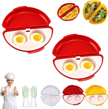 2-In-1 Microwave Omelette Maker & Egg Cup Cooker with Removable Tray，A+B