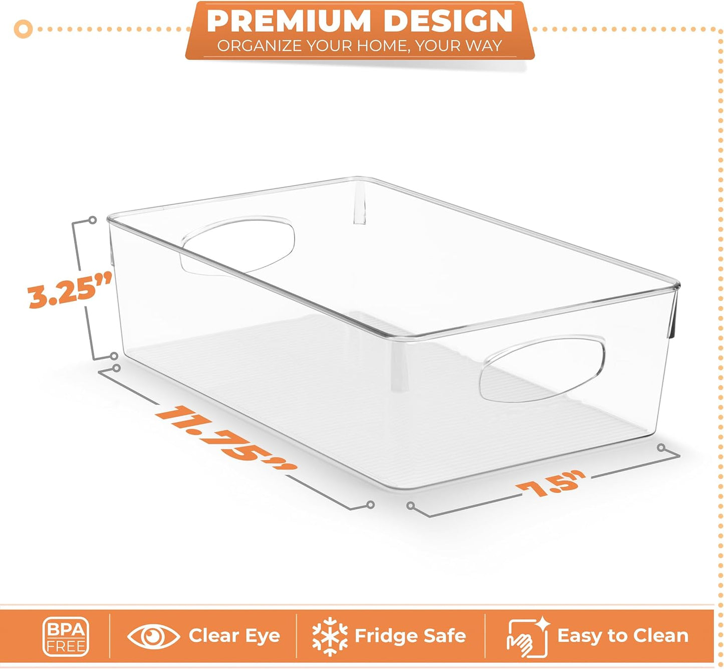 Sorbus Large Clear Plastic Storage Bins, 10 Pack Clear Organizer Bins with Handles, Plastic Storage Bins for Closet, Pantry, Fridge, Medicine Cabinet Organizer, Shelves, Freezer, Drawer