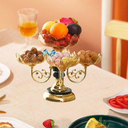 Flower Shape Appetizer Platter Rotating Snack Serving Tray Dried Fruit Plate Divided Serving Dishes for Home Living Room Cafe