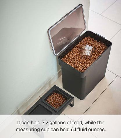 YAMAZAKI Home Tower Airtight Pet Food Storage Container - Cat And Dog Food Holder Bin With Transparent Lid And Handle - Extra Large - Polypropylene - 6.6 Gallons, 25 Liters