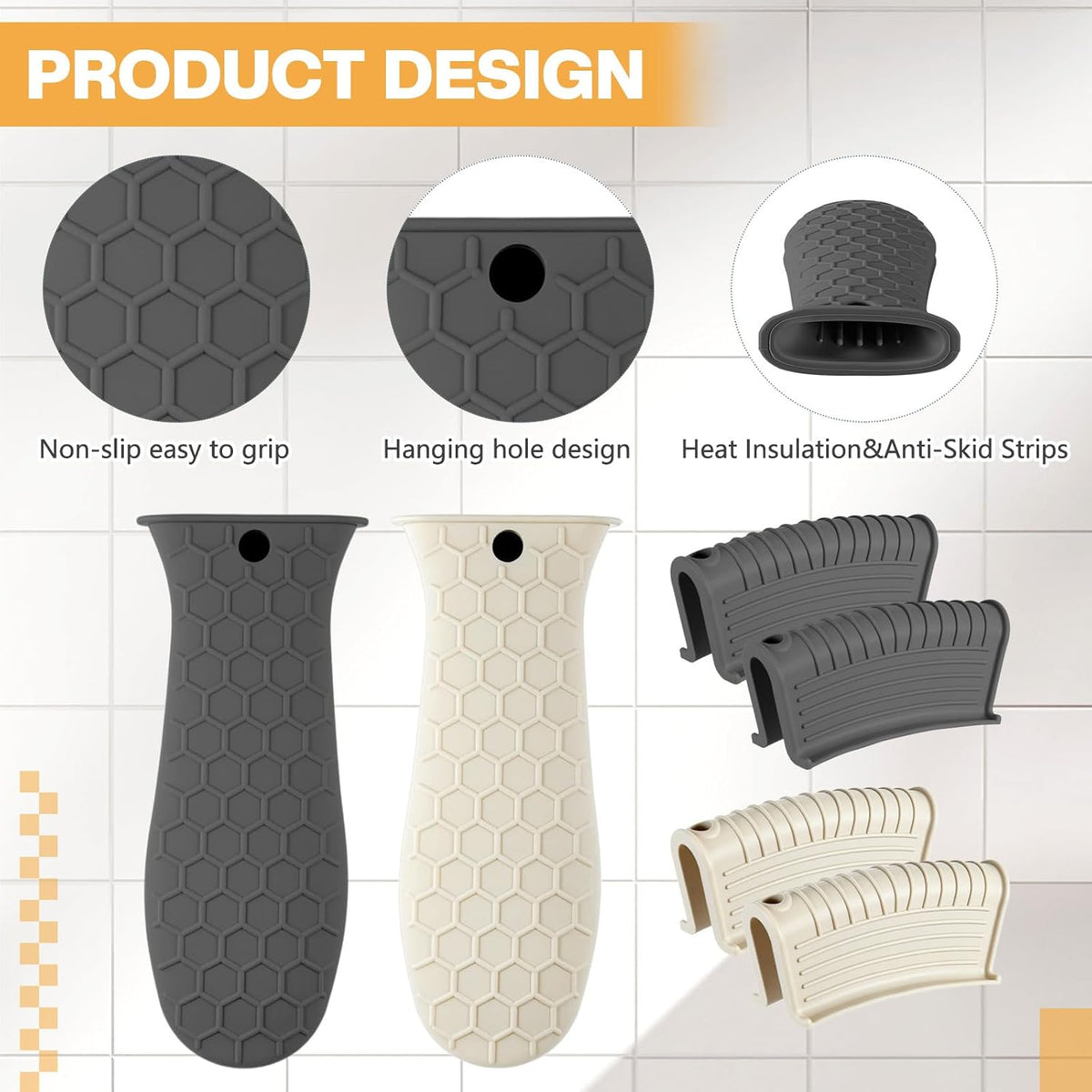 Patelai 8Pcs Silicone Cast Iron Handle Cover,Black