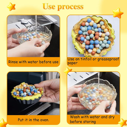 Incauca Pie Weights for Baking Crust, Multicolor Pie Crust Weights for Blind Baking, 10mm Round Baking Beads Weights, Reusable Beans for Pie Making, 2.2lbs