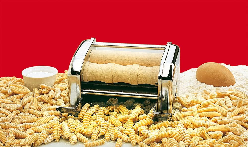 Pasta Maker Machine by Imperia- Heavy Duty Steel Construction w Easy Lock Dial and Wood Grip Handle- Model 190