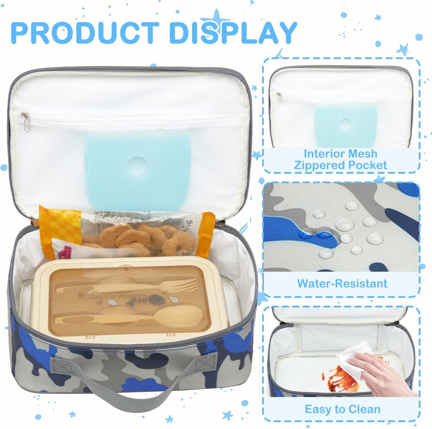 FlowFly Kids Lunch box Insulated Soft Bag Mini Cooler Back to School Thermal Meal Tote Kit for Girls, Boys, Astronaut - Colors A